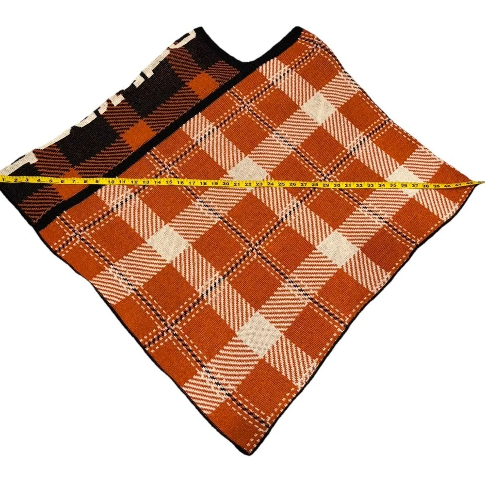 NEW Green 3 Plaid OSU Beavers Poncho One‎ Size Orange Balck USA Recycled Cotton - Picture 7 of 11